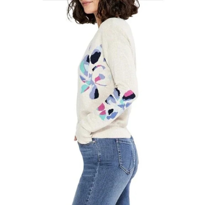 Nic + Zoe (Xl) Blooming Intarsia Floral Ribbed Drop Shoulder V-Neck Sweater Top — image 4 of 8